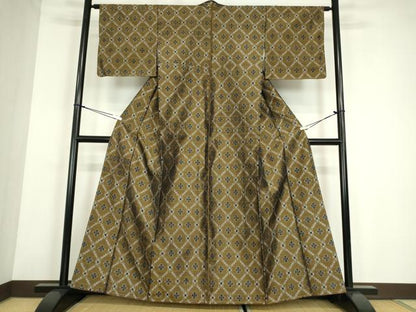平和屋着物●本場琉球絣　紬　正絹　逸品　未使用　DABC3942az