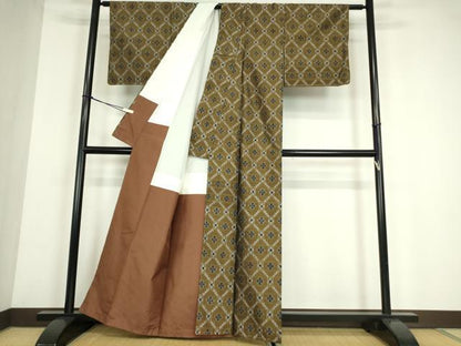 平和屋着物●本場琉球絣　紬　正絹　逸品　未使用　DABC3942az