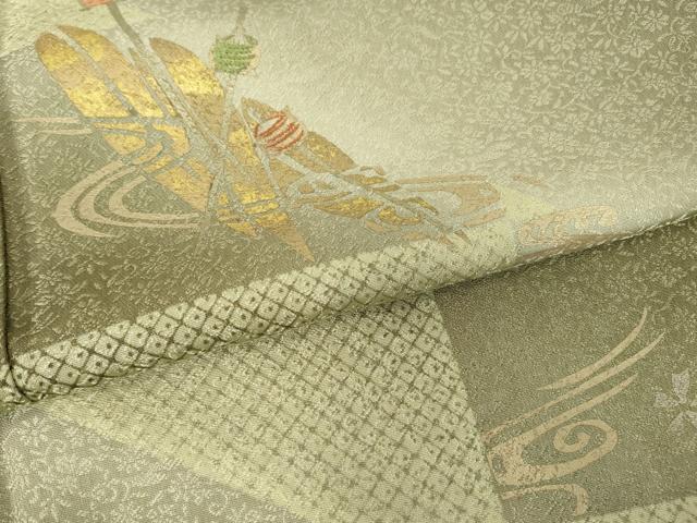 平和屋着物●訪問着　刺繍　市松に簪　暈し染め　金彩　正絹　逸品　DABC3949az