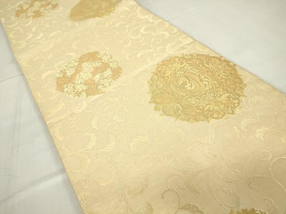 平和屋着物▼六通柄袋帯　鳳凰花唐草文　金糸　正絹　逸品　DABC3974az
