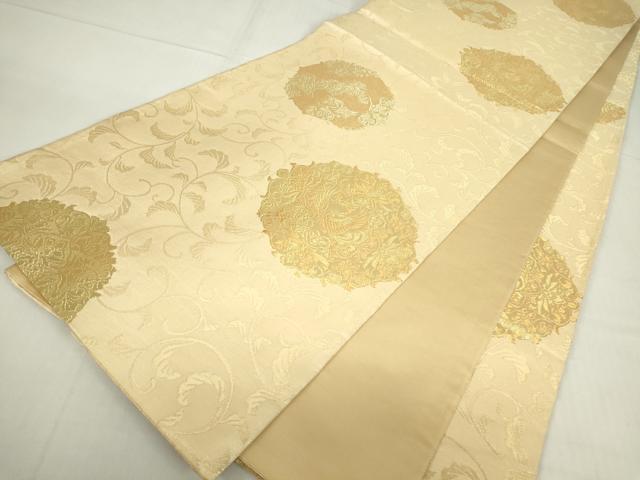 平和屋着物▼六通柄袋帯　鳳凰花唐草文　金糸　正絹　逸品　DABC3974az