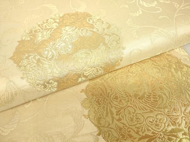 平和屋着物▼六通柄袋帯　鳳凰花唐草文　金糸　正絹　逸品　DABC3974az