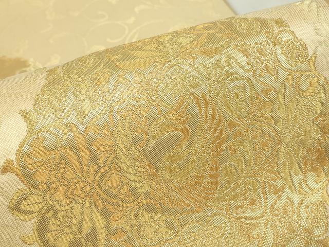 平和屋着物▼六通柄袋帯　鳳凰花唐草文　金糸　正絹　逸品　DABC3974az