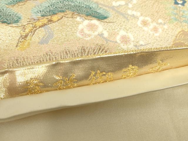 平和屋着物▼六通柄袋帯 御所車風景松文 金糸 正絹 逸品 DABC3999az