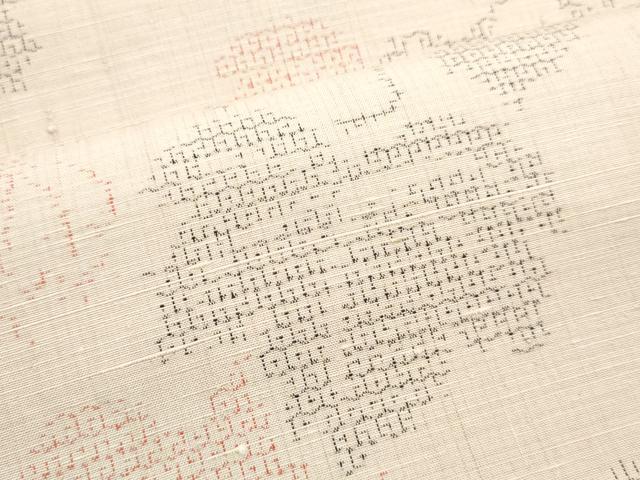 平和屋着物●結城紬　反物　着尺　80亀甲　蔦の葉文　証紙付き　逸品　未使用　DABC4054zy
