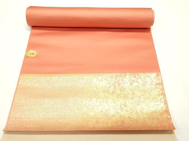 平和屋着物▼中国三大刺繍 相良刺繍 西陣 名古屋帯 帯反物 枝花文 金彩 証紙付き 逸品 未使用 DABC4240zy