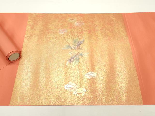 平和屋着物▼中国三大刺繍 相良刺繍 西陣 名古屋帯 帯反物 枝花文 金彩 証紙付き 逸品 未使用 DABC4240zy