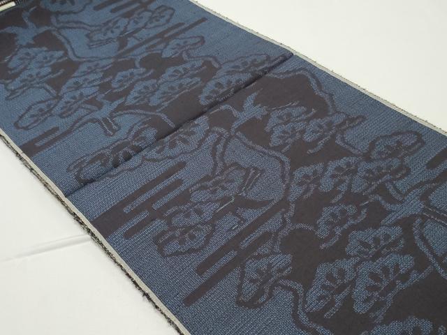 平和屋着物●結城手織紬　反物　着尺　100亀甲　飛鶴松文　証紙付き　逸品　未使用　DABC4382zy