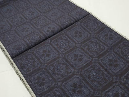 平和屋着物●結城紬　反物　着尺　80亀甲　格子花文　証紙付き　逸品　未使用　DABC4384zy