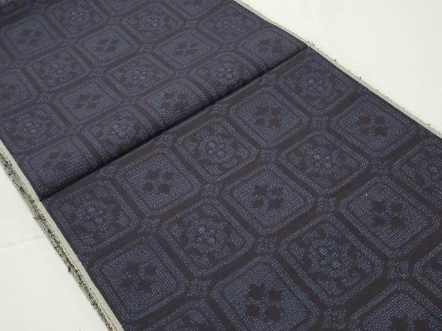 平和屋着物●結城紬　反物　着尺　80亀甲　格子花文　証紙付き　逸品　未使用　DABC4384zy