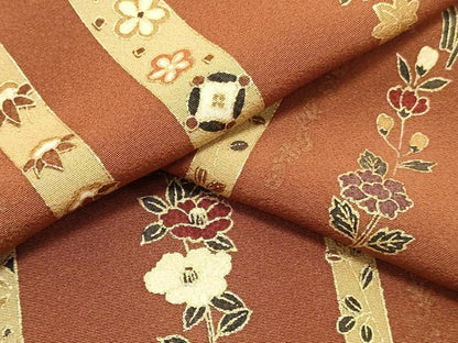 平和屋着物▼付下げ　解き反物　着尺　宝尽くし花文　金彩　八掛付き　逸品　DABC4394zy