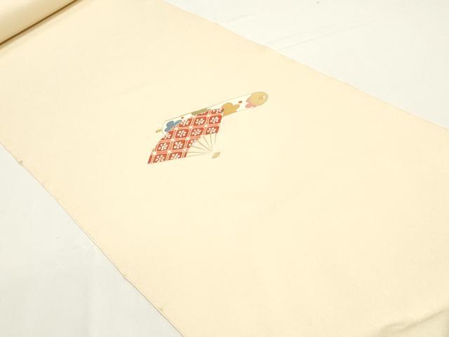 平和屋着物▼付下げ 反物 着尺 巻物草花文 金彩 逸品 未使用 DABC4486zy