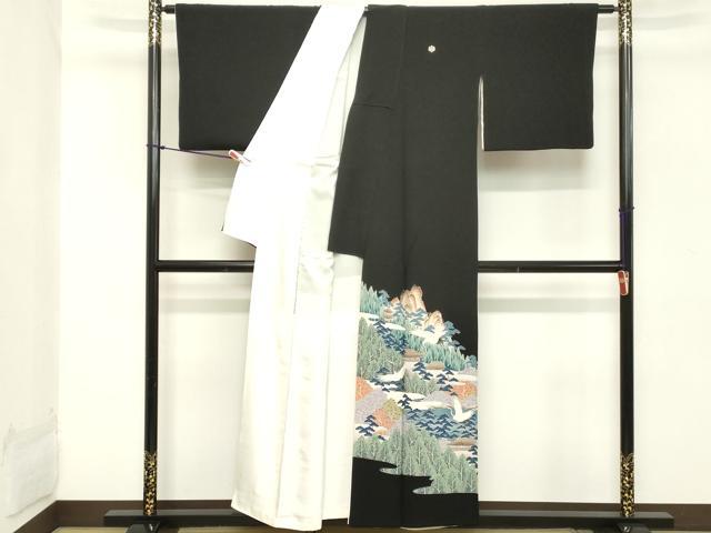 平和屋着物■豪華黒留袖　作家物　飛鶴風景文　暈し染め　正絹　逸品　DABC4521cd