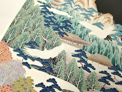 平和屋着物■豪華黒留袖　作家物　飛鶴風景文　暈し染め　正絹　逸品　DABC4521cd