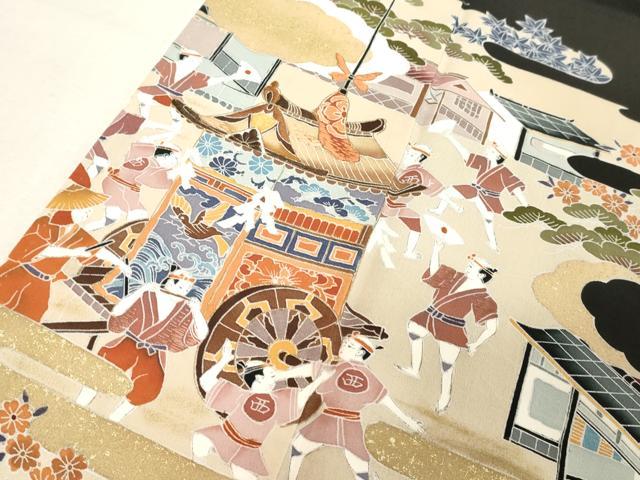平和屋着物■豪華黒留袖　人物風景文　暈し染め　正絹　逸品　DABC4523cd