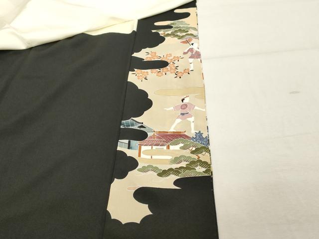 平和屋着物■豪華黒留袖　人物風景文　暈し染め　正絹　逸品　DABC4523cd
