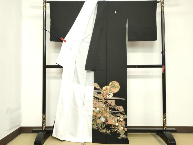 平和屋着物■豪華黒留袖　駒刺繍　雪輪花文　金彩　正絹　逸品　DABC4531cd