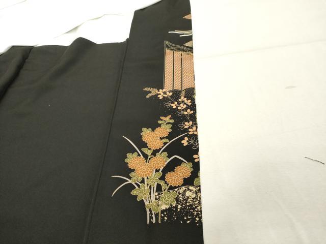 平和屋着物■豪華黒留袖　駒刺繍　雪輪花文　金彩　正絹　逸品　DABC4531cd