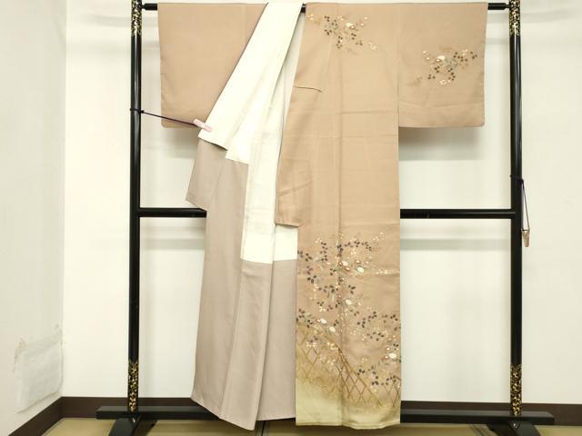 平和屋着物■訪問着 駒刺繍 枝花文 金彩 正絹 逸品 DABC4538cd