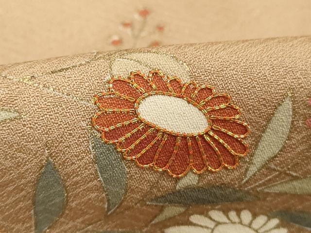 平和屋着物■訪問着 駒刺繍 枝花文 金彩 正絹 逸品 DABC4538cd