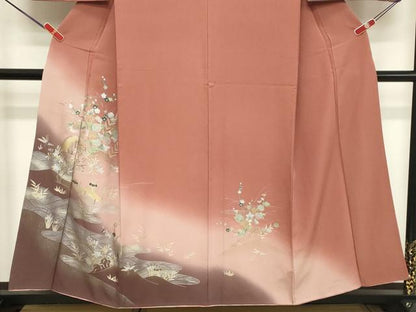 平和屋着物■訪問着 エ霞花文 暈し染め 金銀彩 正絹 逸品 DABC4540cd