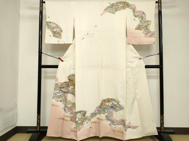 平和屋着物■訪問着 駒刺繍 地紙飛鶴文 暈し染め 金銀彩 正絹 逸品 DABC4543cd