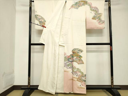 平和屋着物■訪問着 駒刺繍 地紙飛鶴文 暈し染め 金銀彩 正絹 逸品 DABC4543cd