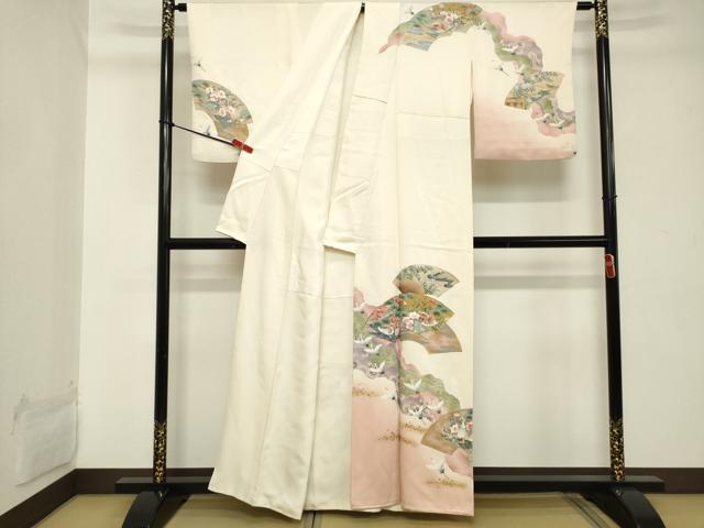 平和屋着物■訪問着 駒刺繍 地紙飛鶴文 暈し染め 金銀彩 正絹 逸品 DABC4543cd