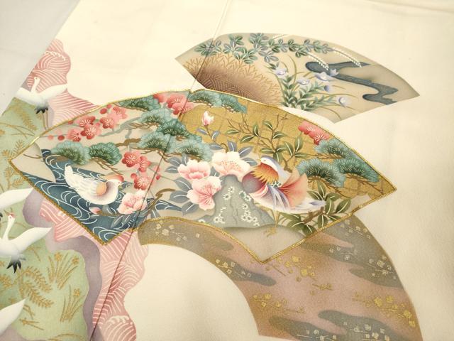 平和屋着物■訪問着 駒刺繍 地紙飛鶴文 暈し染め 金銀彩 正絹 逸品 DABC4543cd