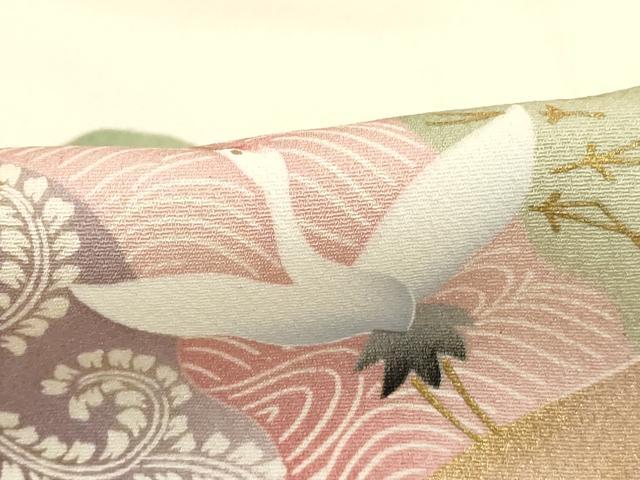 平和屋着物■訪問着 駒刺繍 地紙飛鶴文 暈し染め 金銀彩 正絹 逸品 DABC4543cd