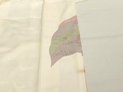 平和屋着物■訪問着 駒刺繍 地紙飛鶴文 暈し染め 金銀彩 正絹 逸品 DABC4543cd