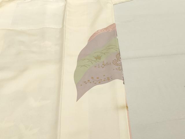平和屋着物■訪問着 駒刺繍 地紙飛鶴文 暈し染め 金銀彩 正絹 逸品 DABC4543cd