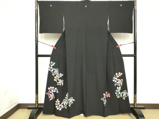 平和屋着物■豪華黒留袖　枝葉文　正絹　逸品　DABC4546cd