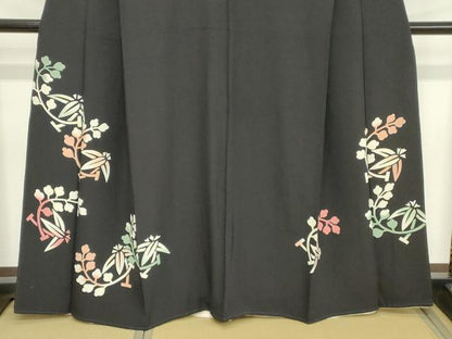 平和屋着物■豪華黒留袖　枝葉文　正絹　逸品　DABC4546cd
