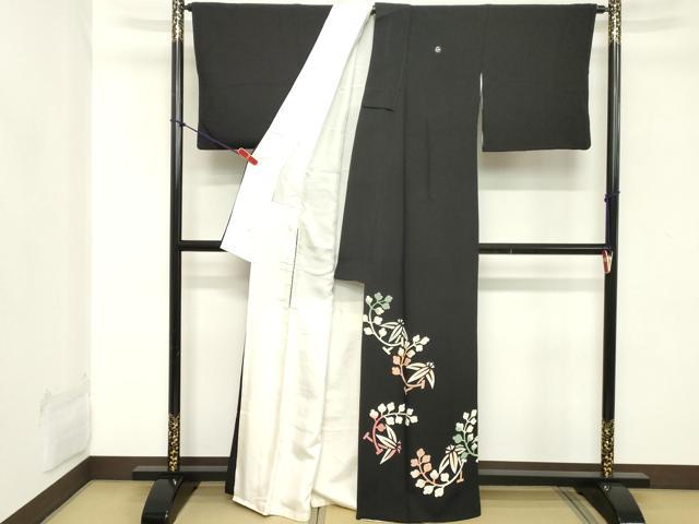 平和屋着物■豪華黒留袖　枝葉文　正絹　逸品　DABC4546cd