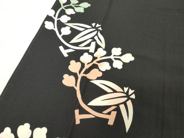 平和屋着物■豪華黒留袖　枝葉文　正絹　逸品　DABC4546cd