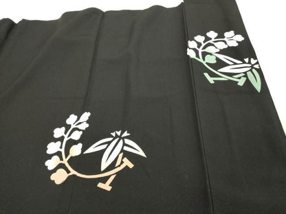 平和屋着物■豪華黒留袖　枝葉文　正絹　逸品　DABC4546cd