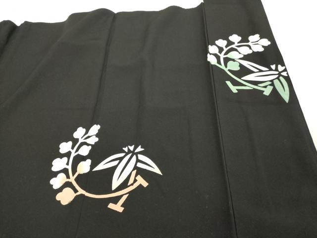 平和屋着物■豪華黒留袖　枝葉文　正絹　逸品　DABC4546cd