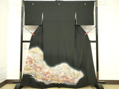 平和屋着物■豪華黒留袖 飛鳥文 暈し染め 金銀彩 正絹 逸品 DABC4555cd