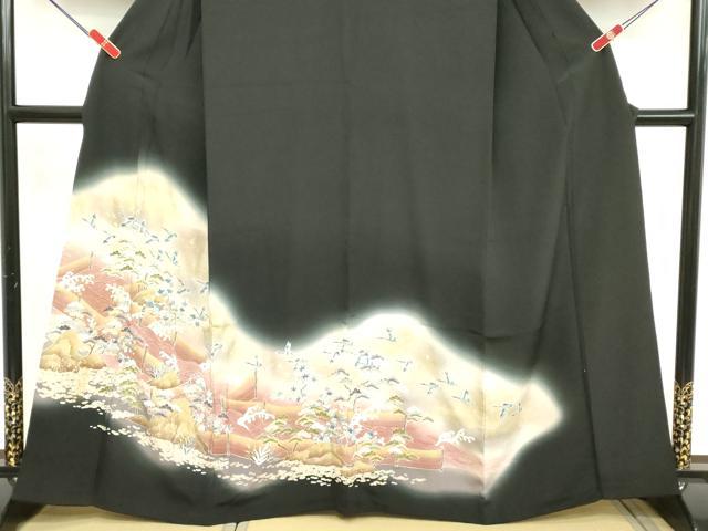 平和屋着物■豪華黒留袖 飛鳥文 暈し染め 金銀彩 正絹 逸品 DABC4555cd