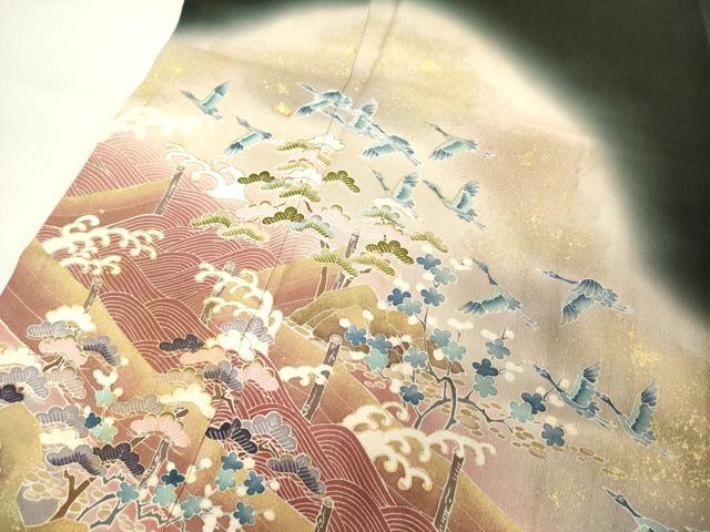 平和屋着物■豪華黒留袖 飛鳥文 暈し染め 金銀彩 正絹 逸品 DABC4555cd