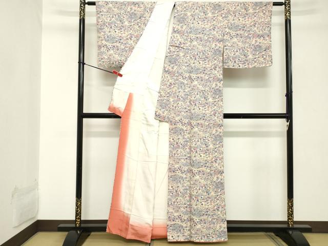 平和屋着物■上質な小紋 風景文 正絹 逸品 DABC4557cd