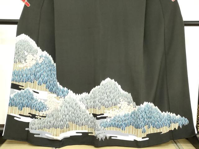 平和屋着物■豪華黒留袖　風景文　正絹　逸品　DABC4571cd