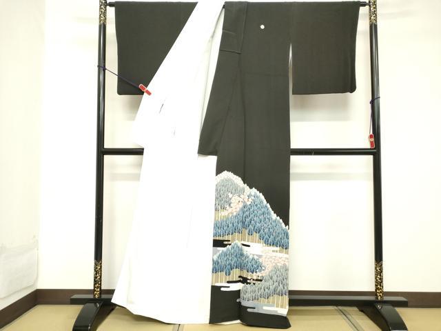 平和屋着物■豪華黒留袖　風景文　正絹　逸品　DABC4571cd