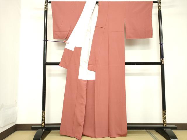 平和屋着物■上質な色無地 甚三紅色 正絹 逸品 DABC4573cd