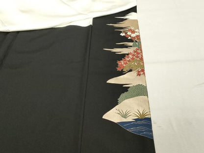 平和屋着物■豪華黒留袖　風景花鳥文　金銀彩　正絹　逸品　DABC4575cd