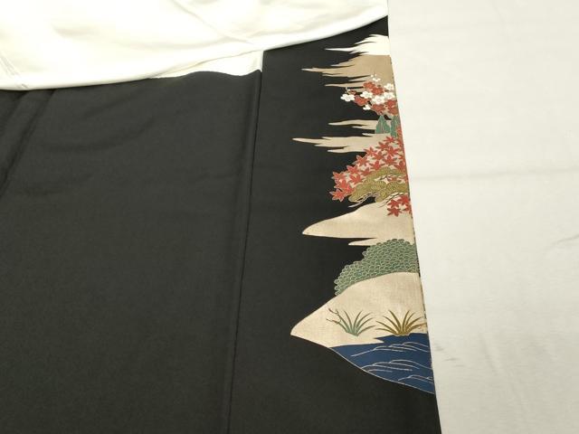 平和屋着物■豪華黒留袖　風景花鳥文　金銀彩　正絹　逸品　DABC4575cd