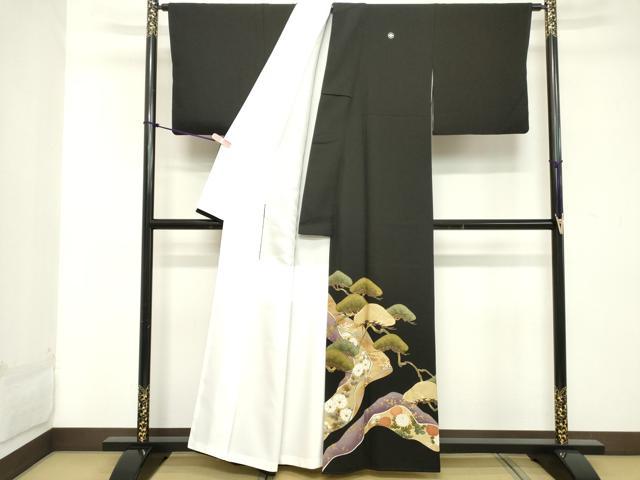 平和屋着物■豪華黒留袖　駒刺繍　枝松文　金彩　正絹　逸品　DABC4577cd