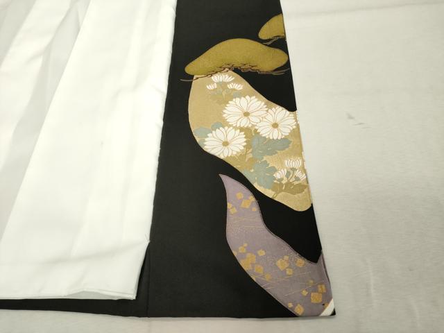 平和屋着物■豪華黒留袖　駒刺繍　枝松文　金彩　正絹　逸品　DABC4577cd