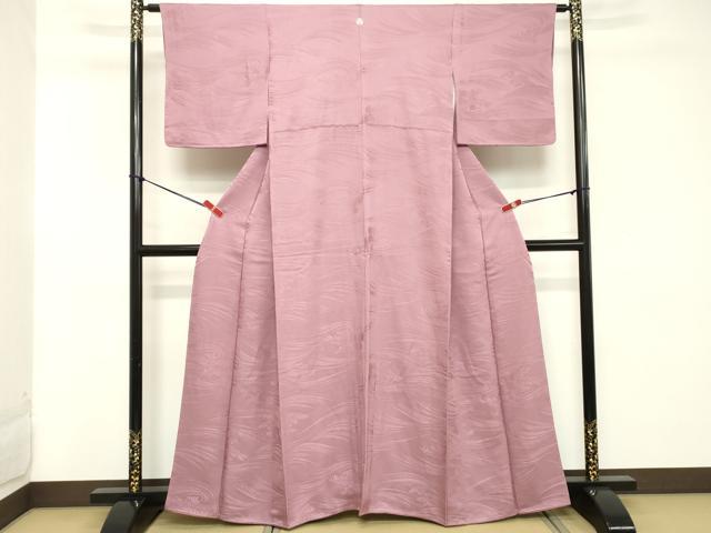 平和屋着物■上質な色無地 立波地紋 石竹色 正絹 逸品 DABC4585cd